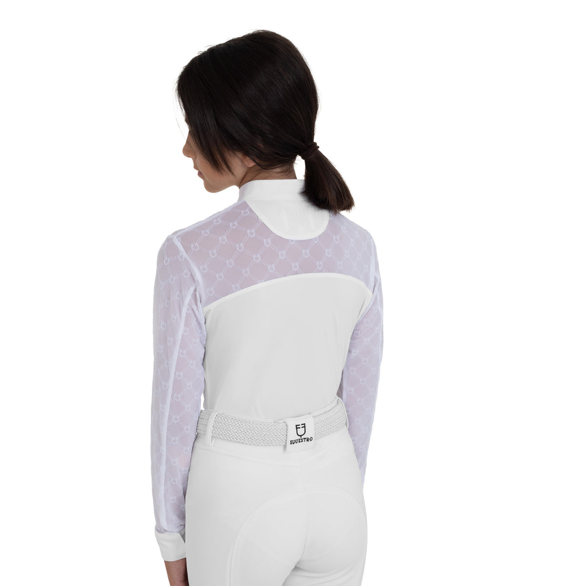 Girls' long-sleeved competition polo shirt with tulle