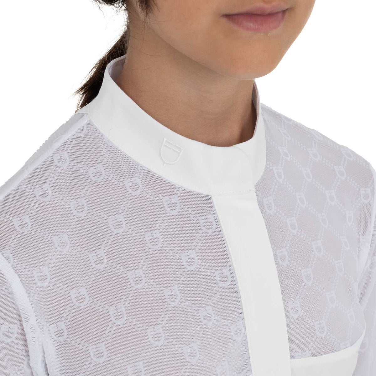 Girls' long-sleeved competition polo shirt with tulle