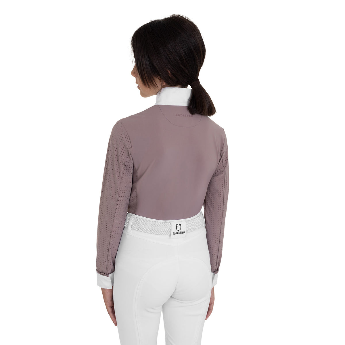 Girls' competition polo shirt with perforated inserts