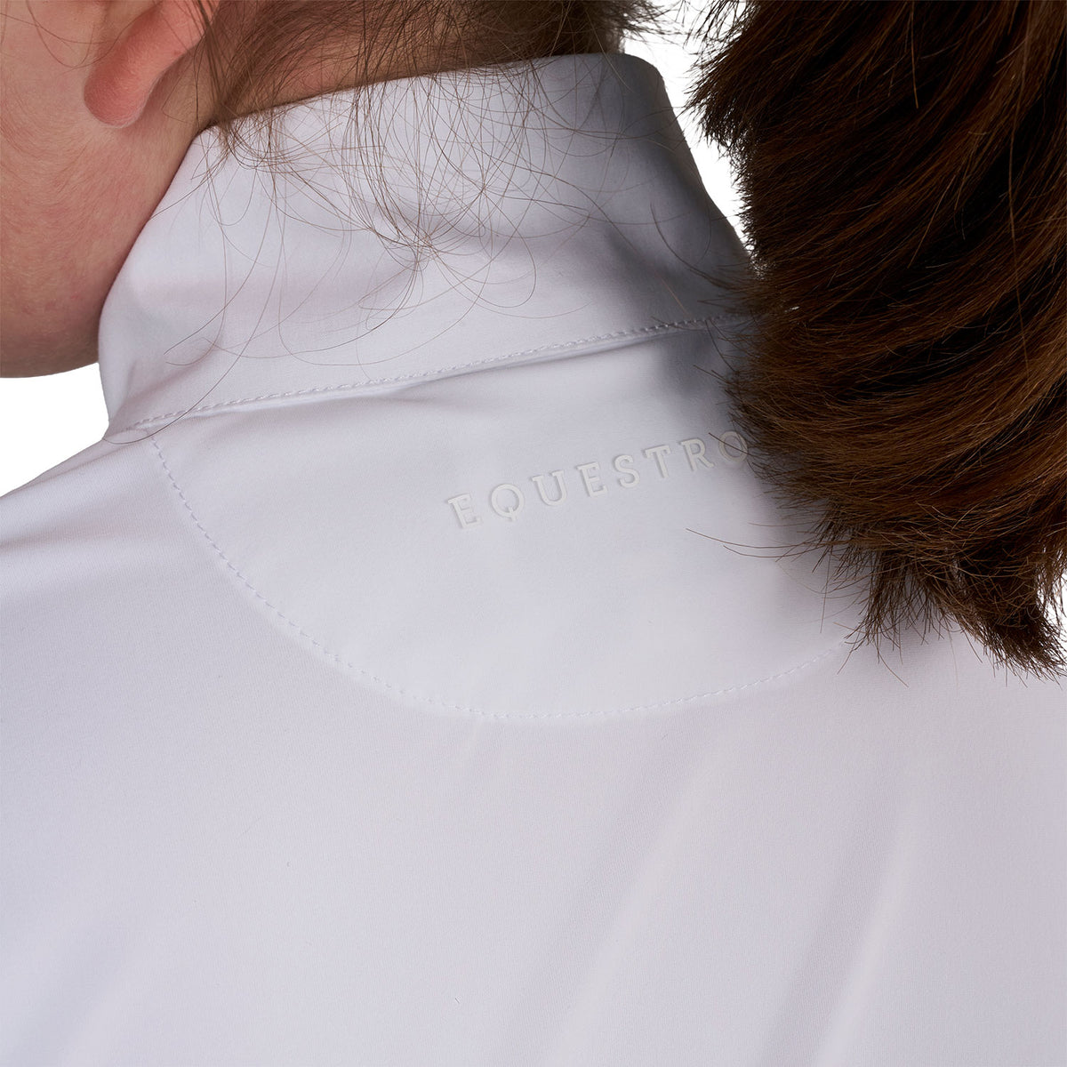 Girls' competition polo shirt with perforated inserts