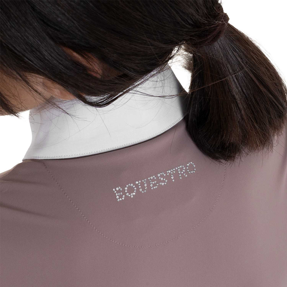 Girls' long-sleeved competition polo shirt with rhinestones