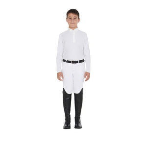 Boy's long-sleeved polo shirt in technical fleece fabric WHITE / 14 YEARS