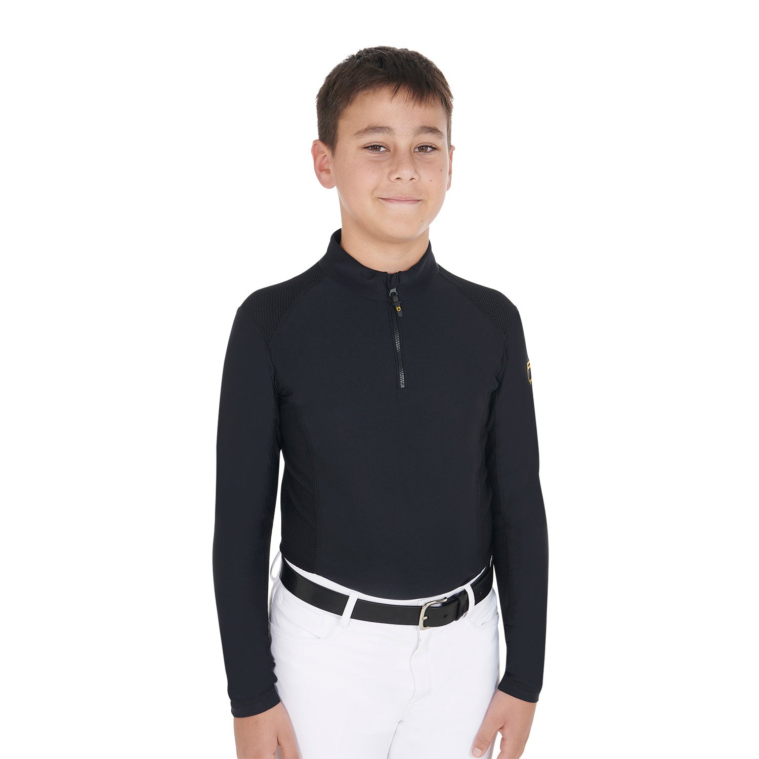 Boys' training base layer in technical fabric BLACK / 14 YEARS