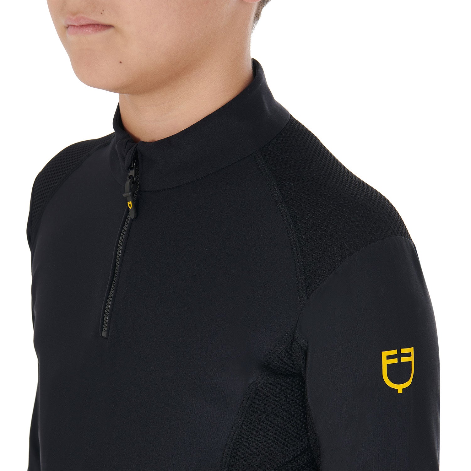 Boys' training base layer in technical fabric BLACK / 14 YEARS
