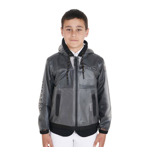Kids' windproof zip hooded raincoat GREY / 14 YEARS