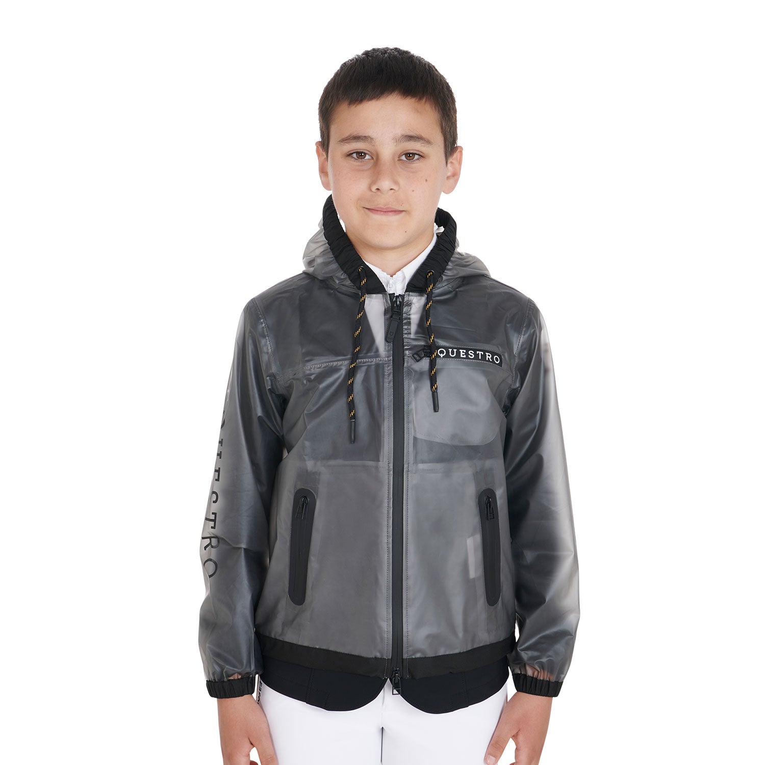 Kids' windproof zip hooded raincoat GREY / 14 YEARS