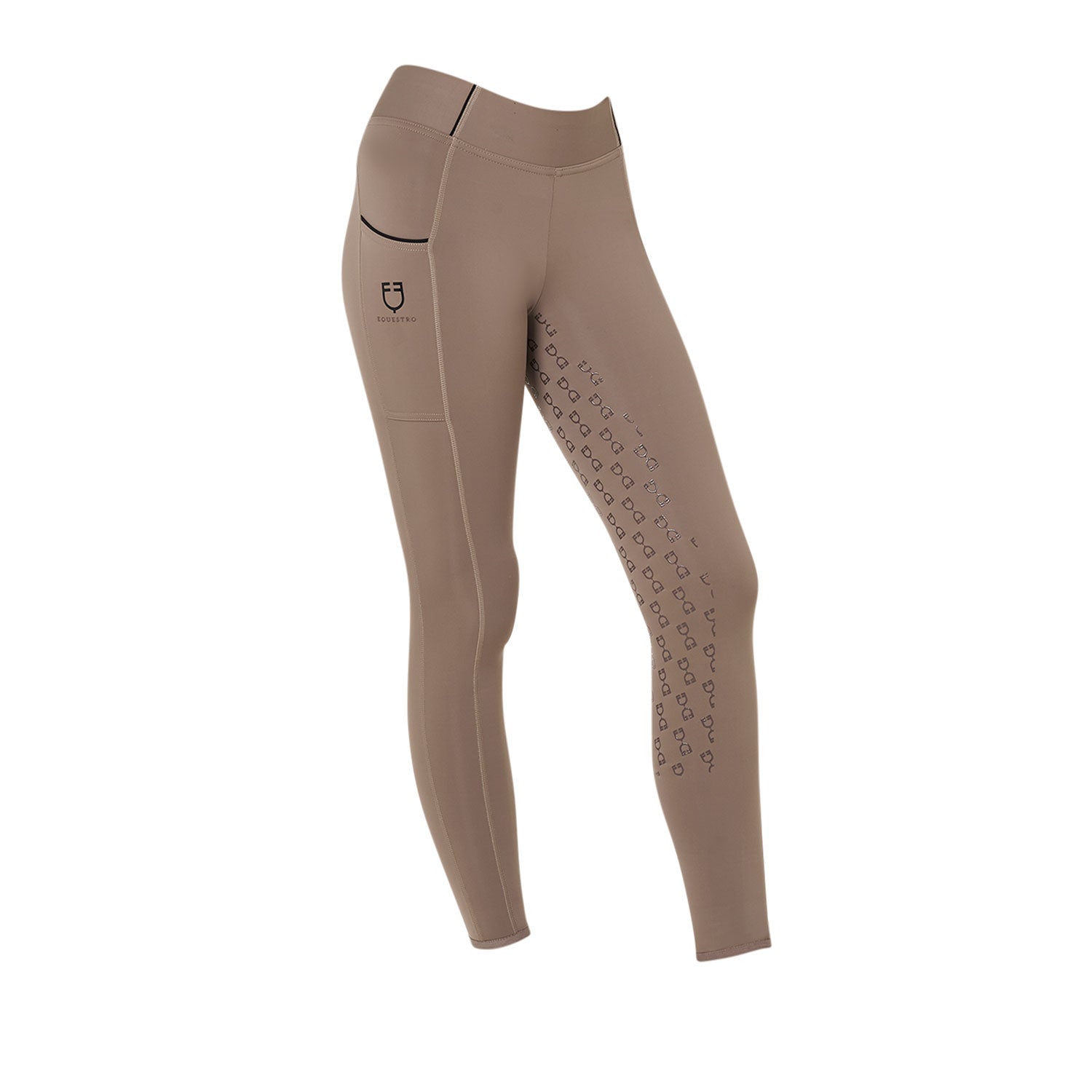 Girls' Slim Fit Grip Leggings With Logo WALNUT (18-1112) / 8 YEARS