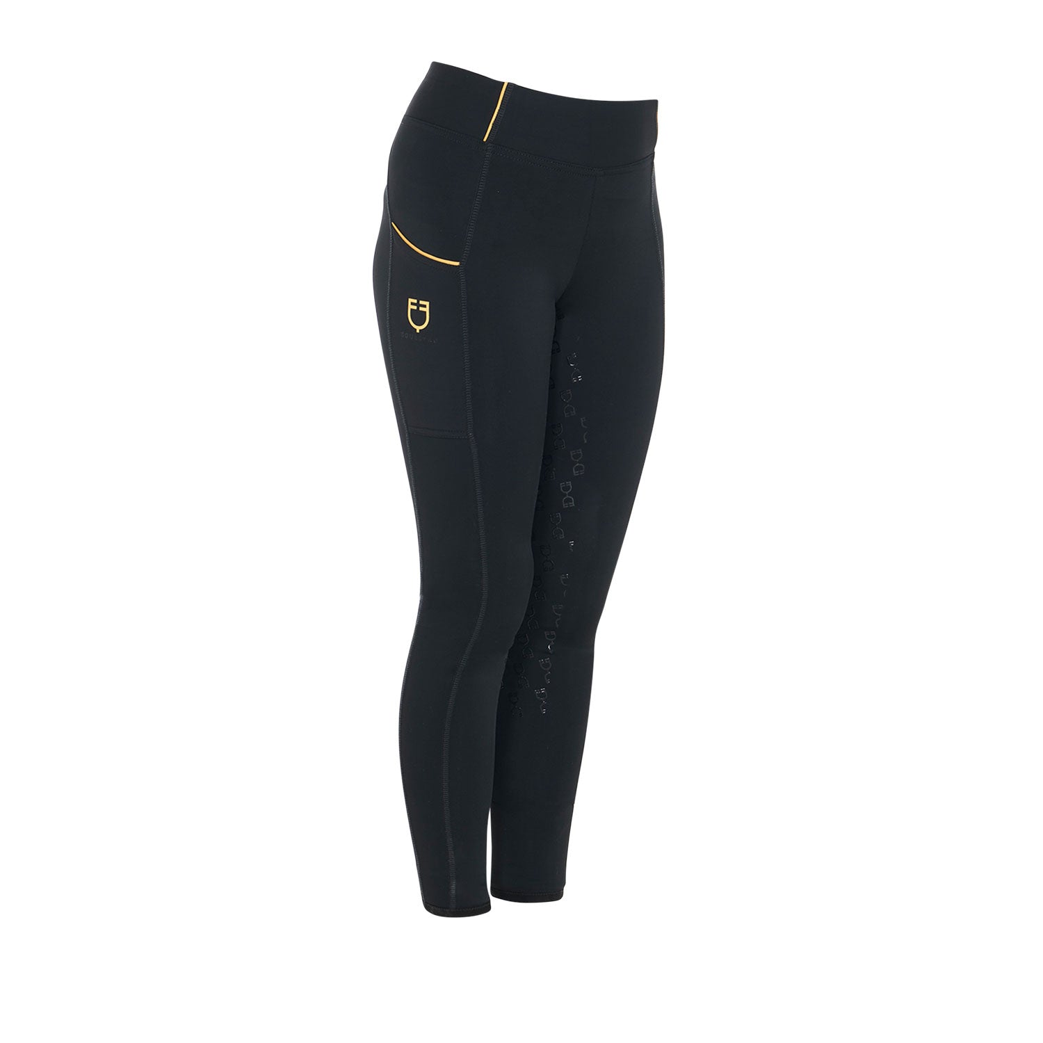 Girls' Slim Fit Grip Leggings With Logo BLACK / 8 YEARS