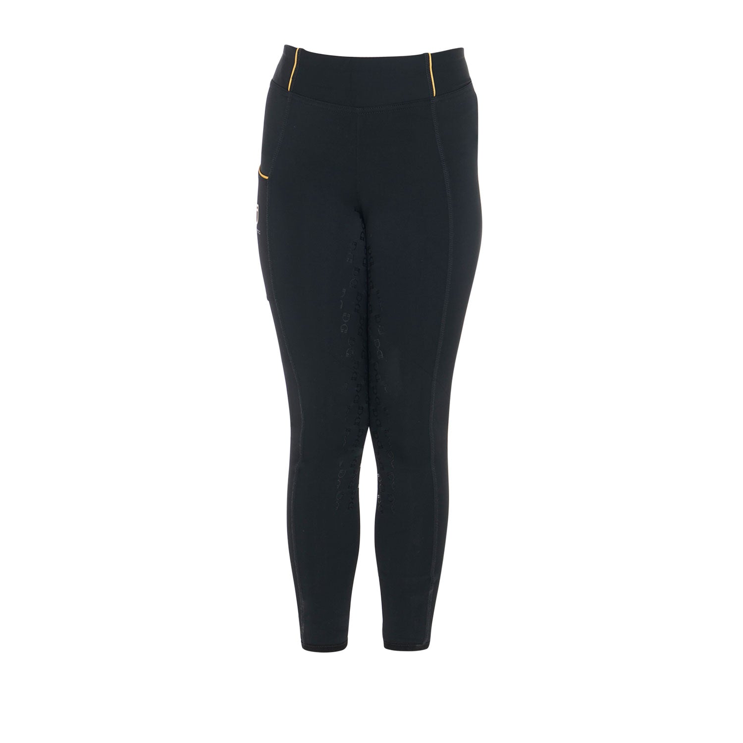 Girls' Slim Fit Grip Leggings With Logo BLACK / 8 YEARS