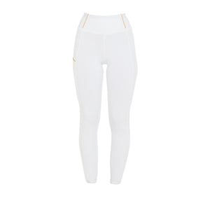 Girls' Slim Fit Grip Leggings With Logo WHITE / 8 YEARS