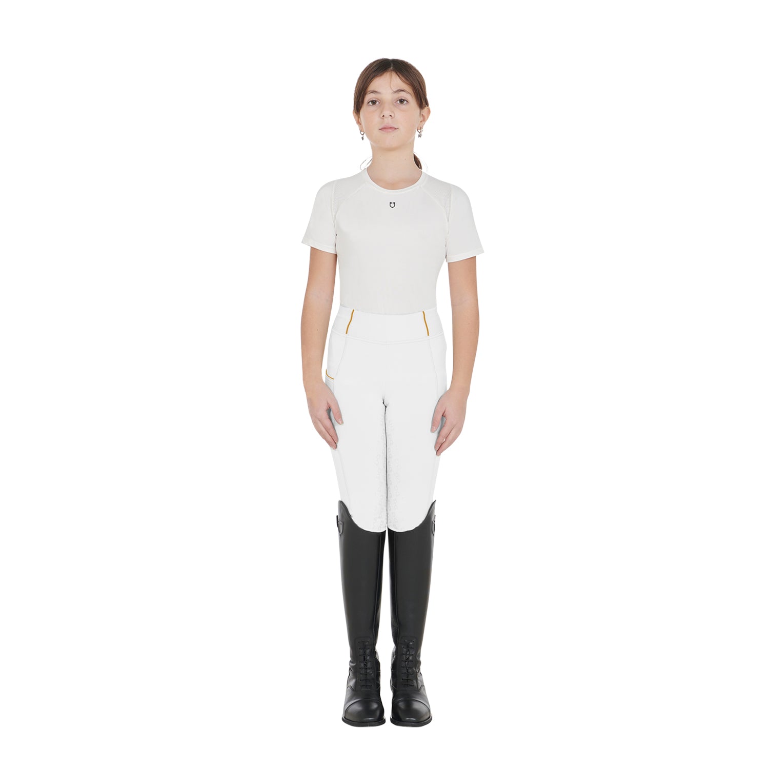 girls' slim fit grip leggings with logo WHITE / 14 Years