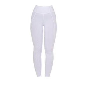 Girls' Slim Fit Grip Leggings With Logo WHITE / 8 YEARS