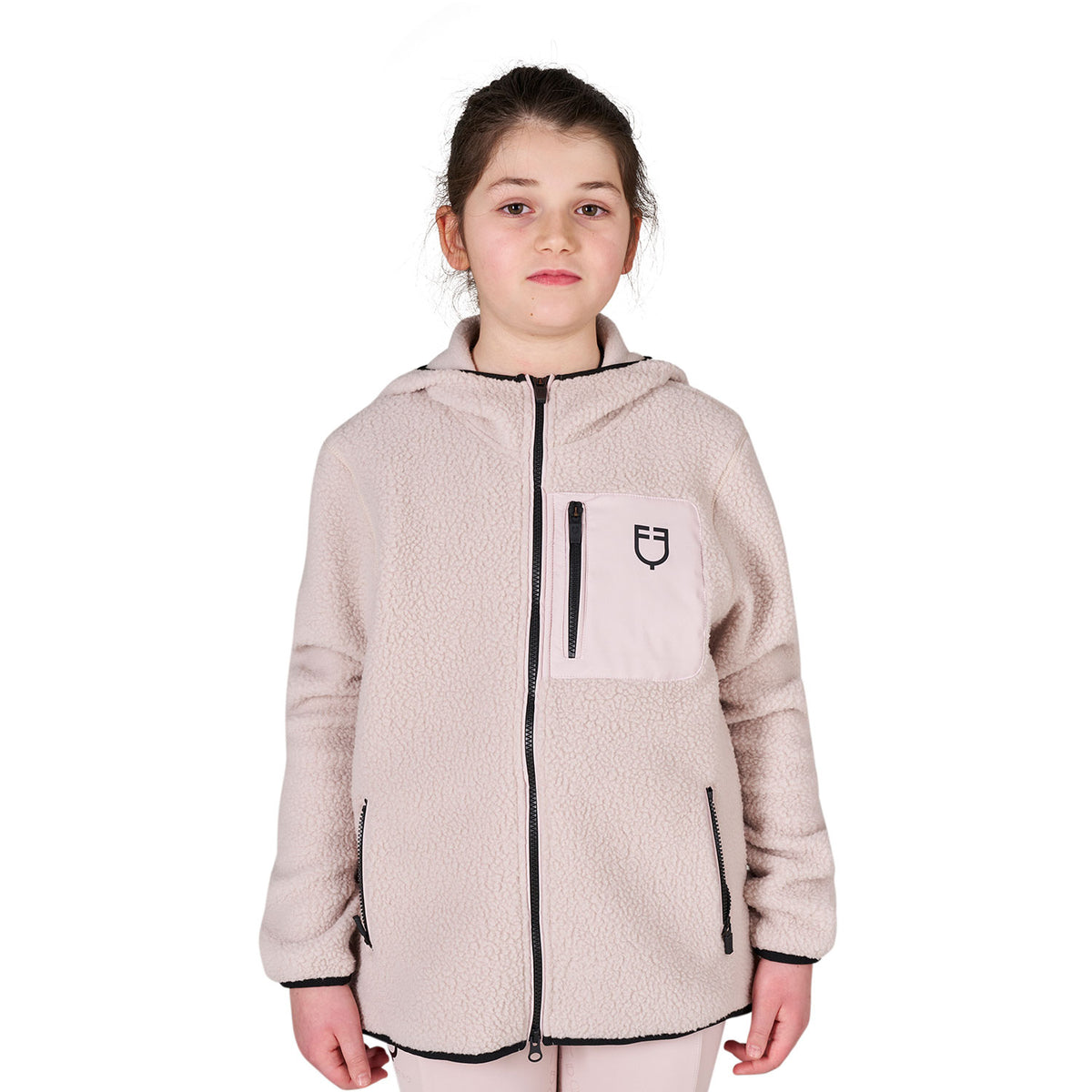 Kids' unisex teddy fleece hooded sweatshirt with zip