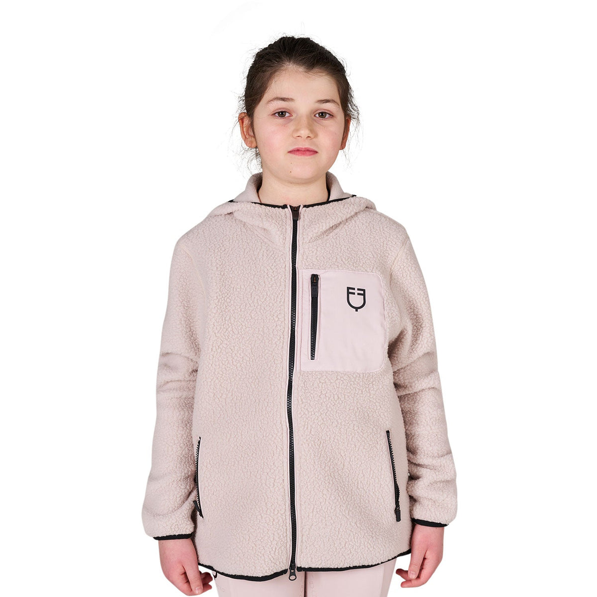 Kids' unisex teddy fleece hooded sweatshirt with zip