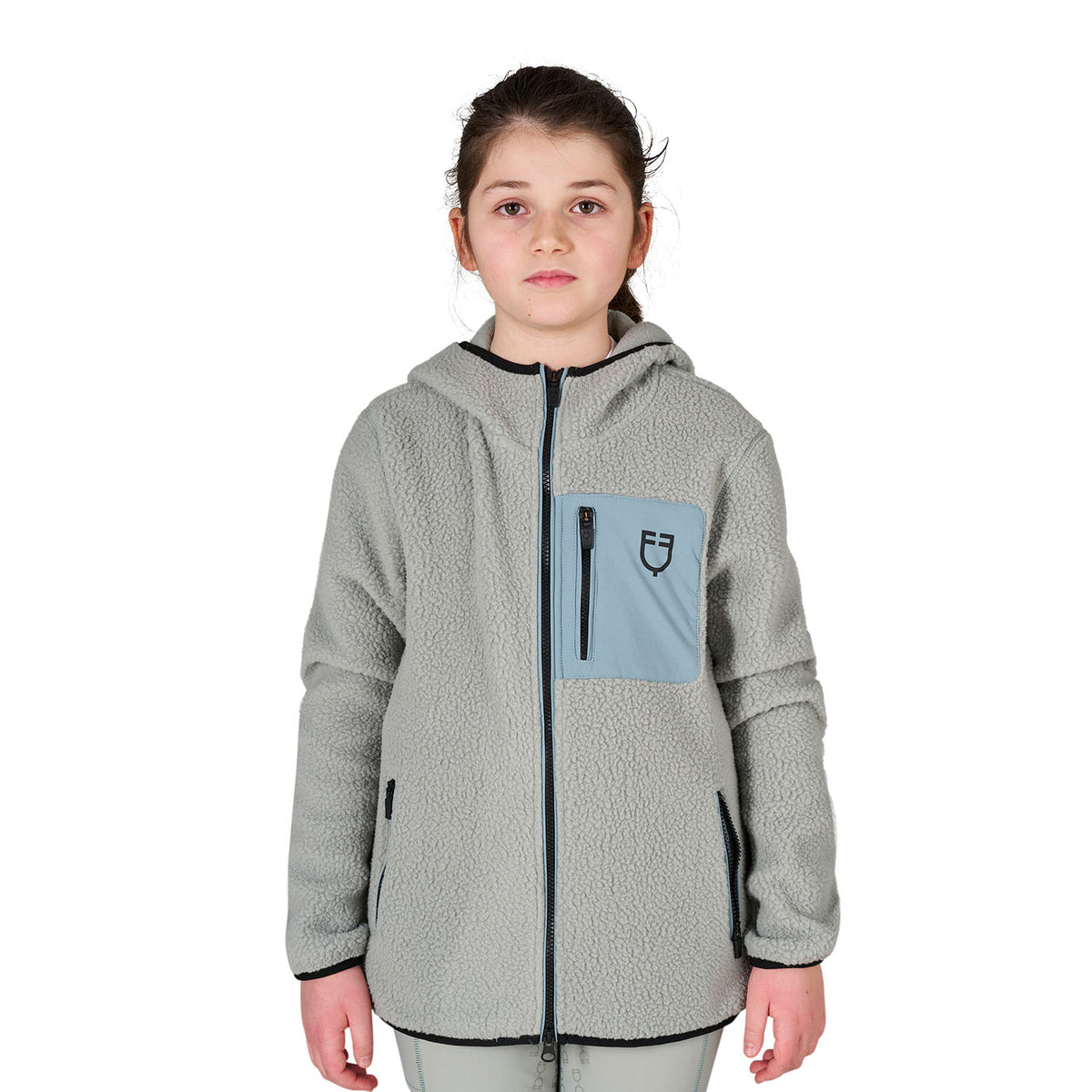Kids' unisex teddy fleece hooded sweatshirt with zip