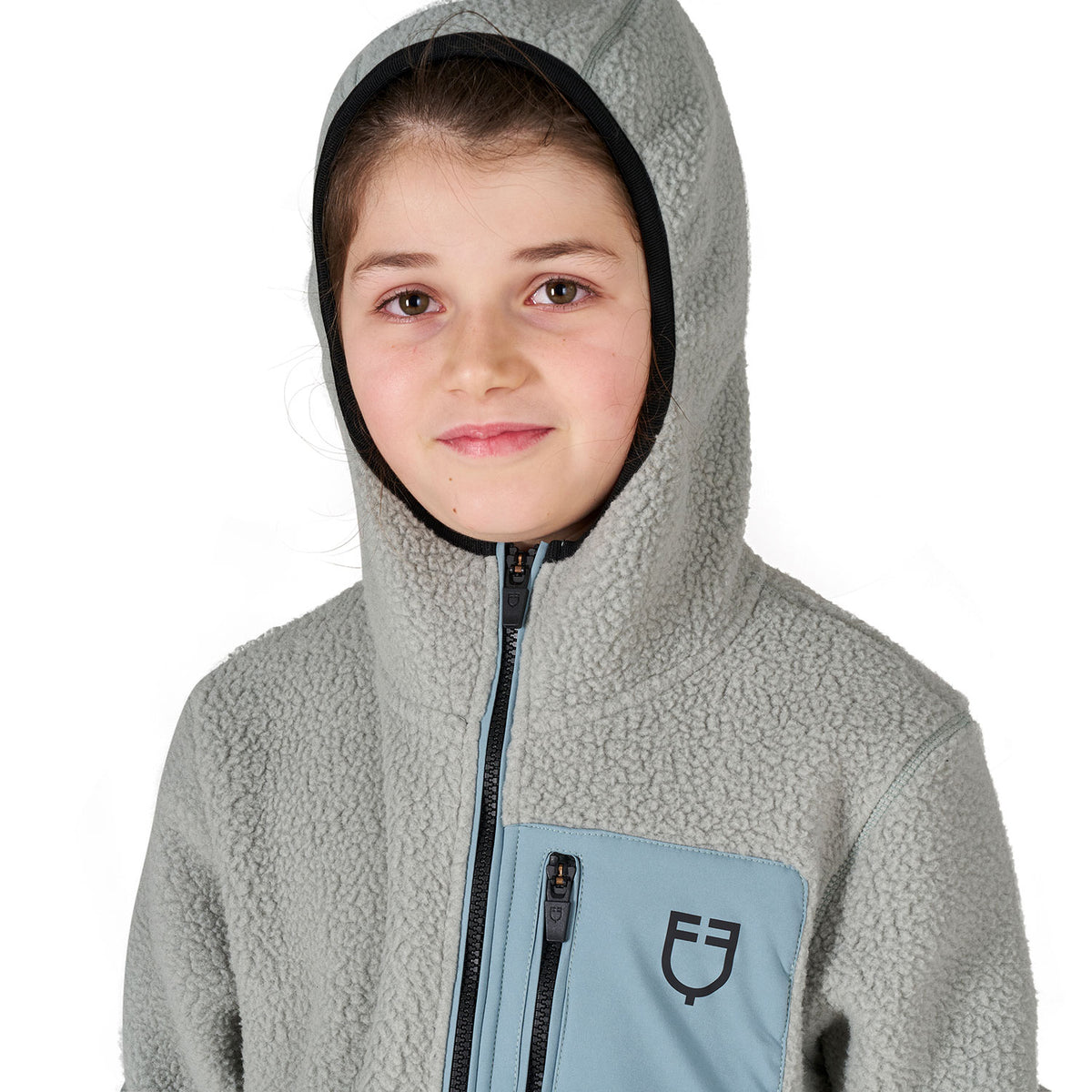 Kids' unisex teddy fleece hooded sweatshirt with zip