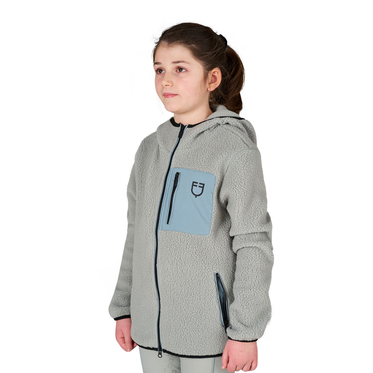 Kids' unisex teddy fleece hooded sweatshirt with zip