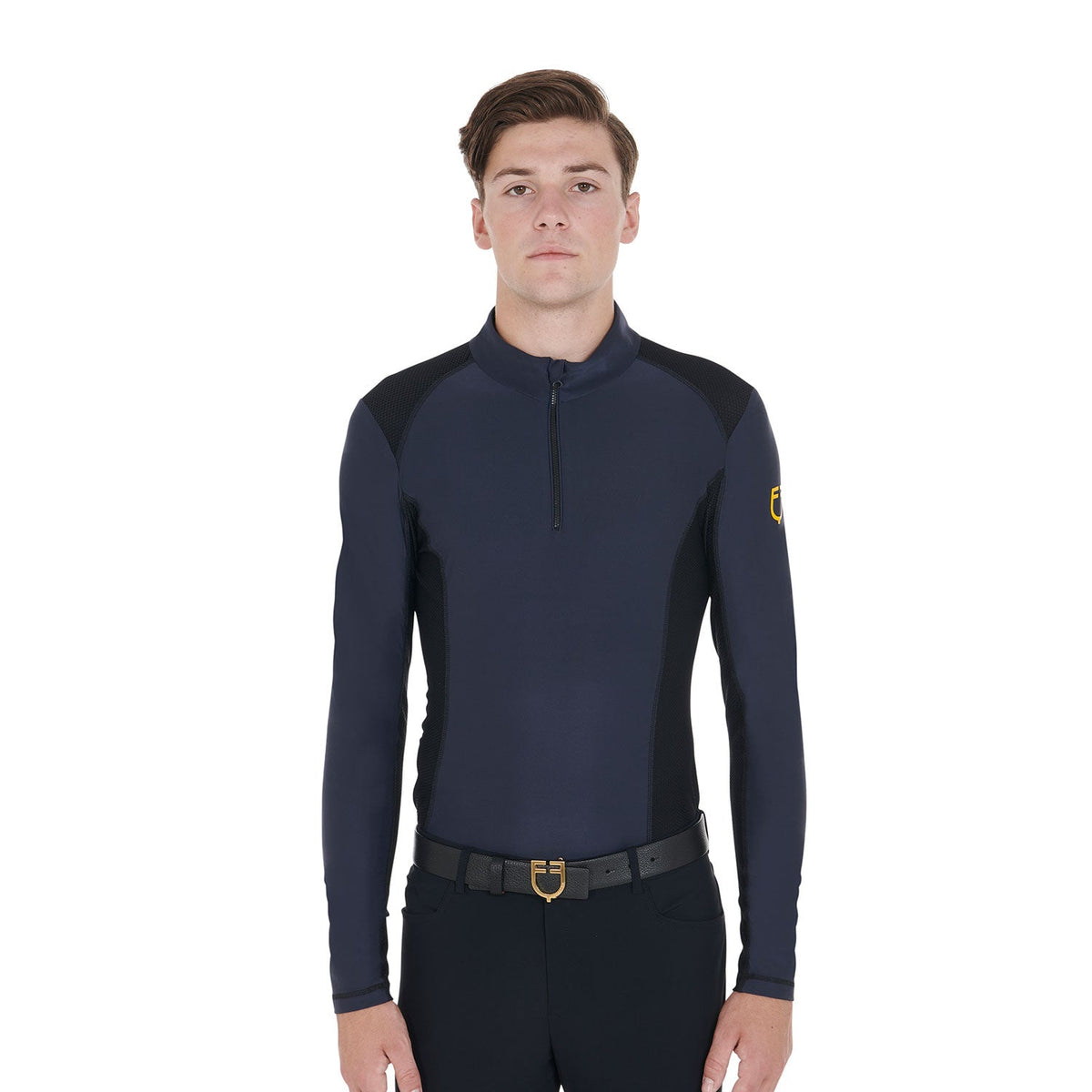 Men's slim fit long-sleeved training polo shirt