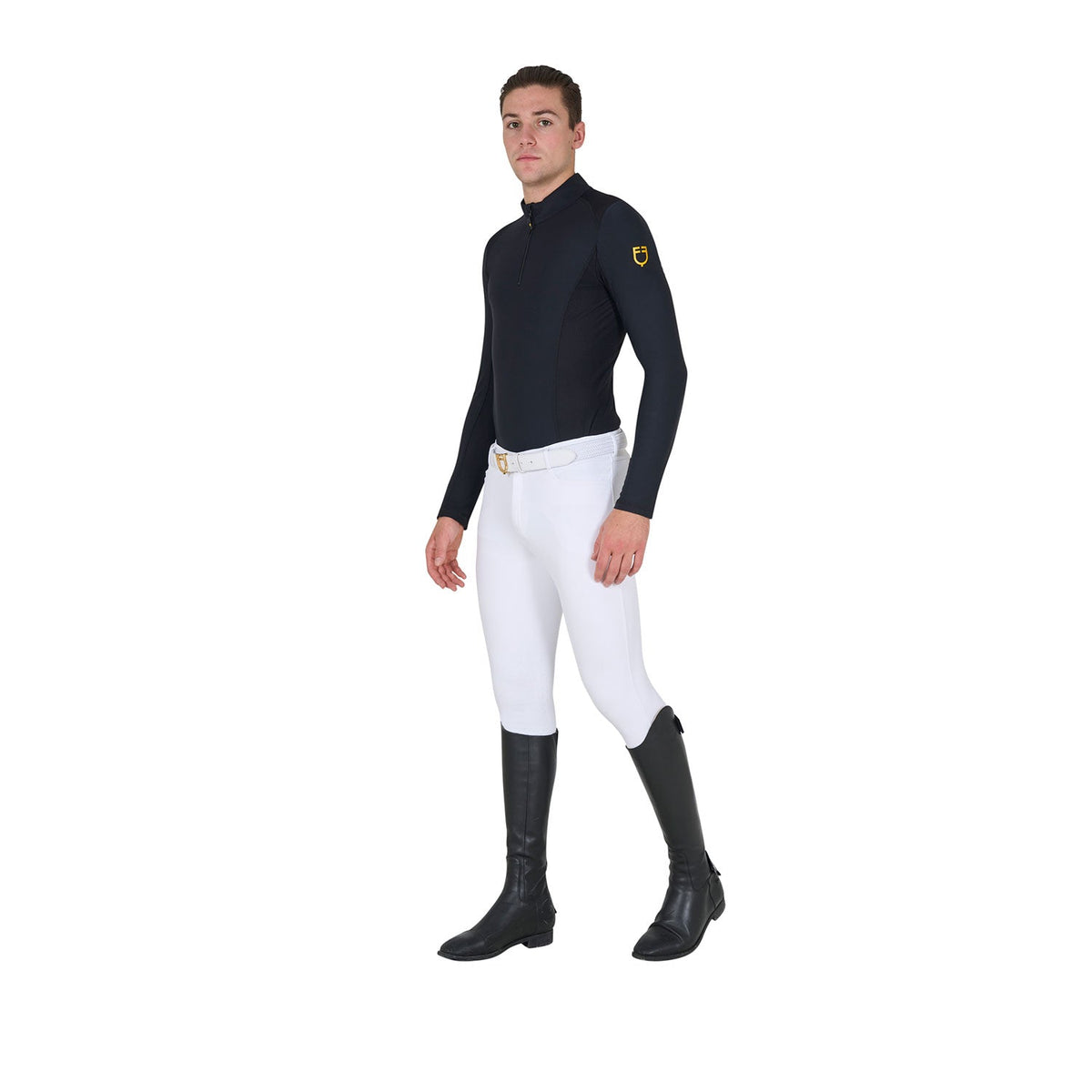 Men's slim fit long-sleeved training polo shirt