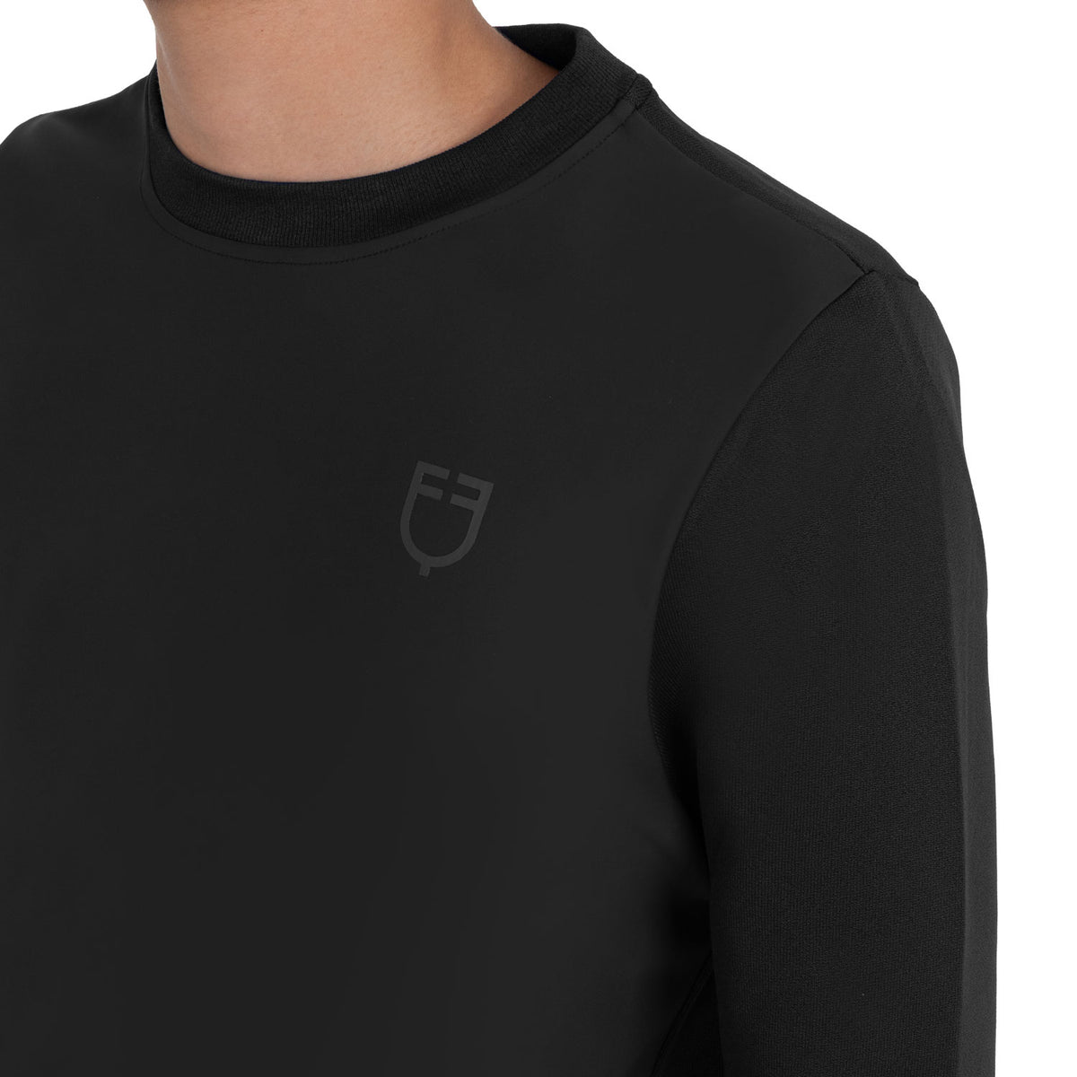 Men's technical crewneck sweatshirt with micro-mesh inserts