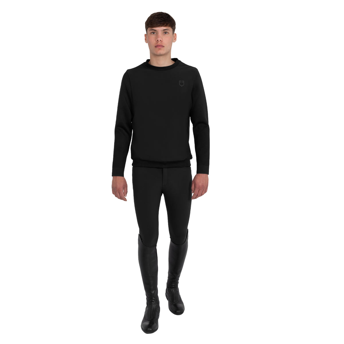 Men's technical crewneck sweatshirt with micro-mesh inserts