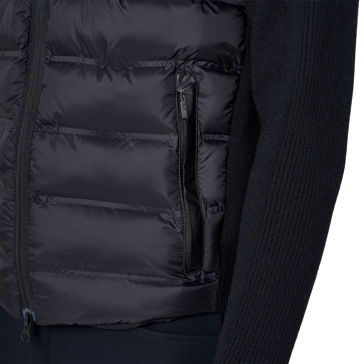 Men's down jacket with knitted sleeves