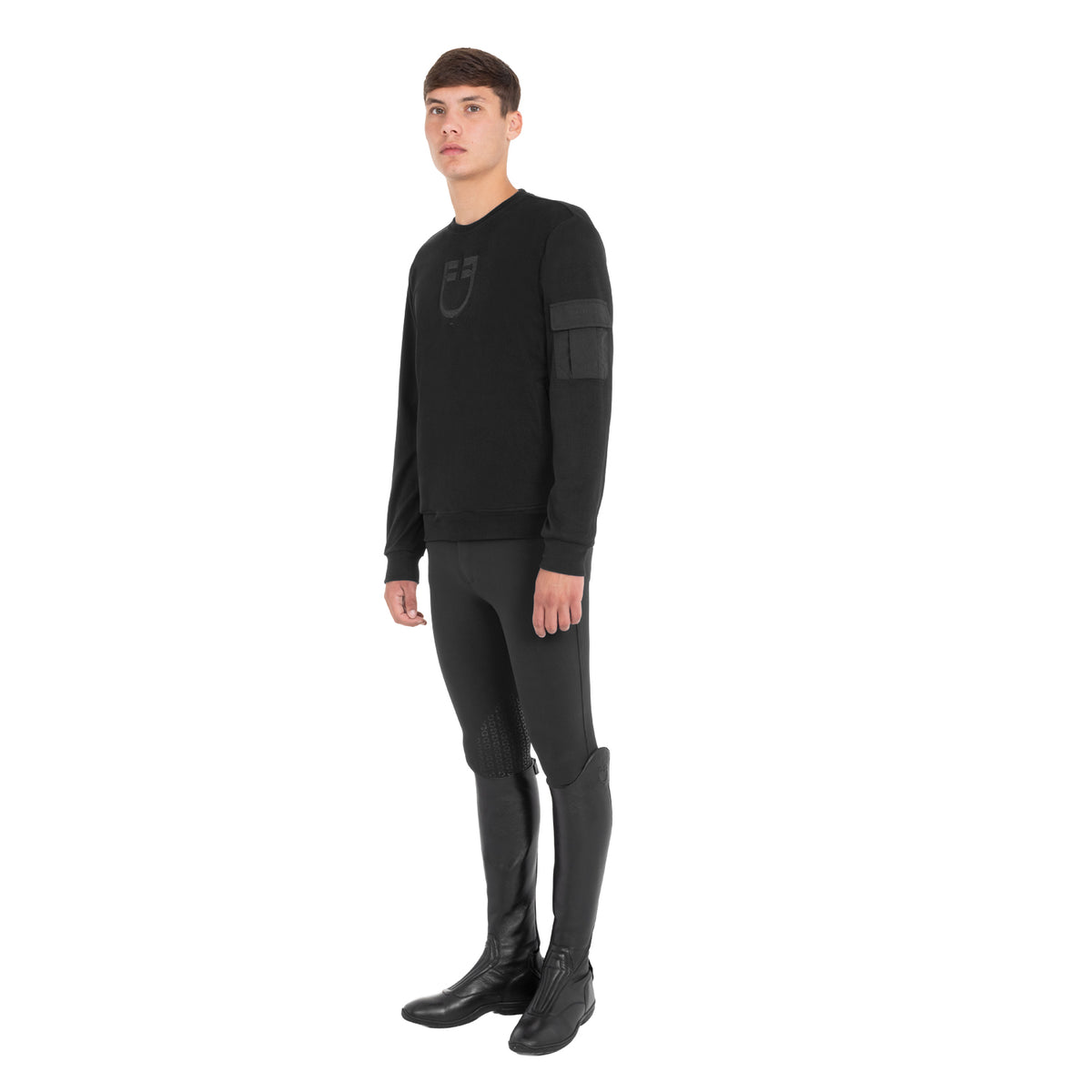 Men's fleece crewneck sweatshirt with side pocket