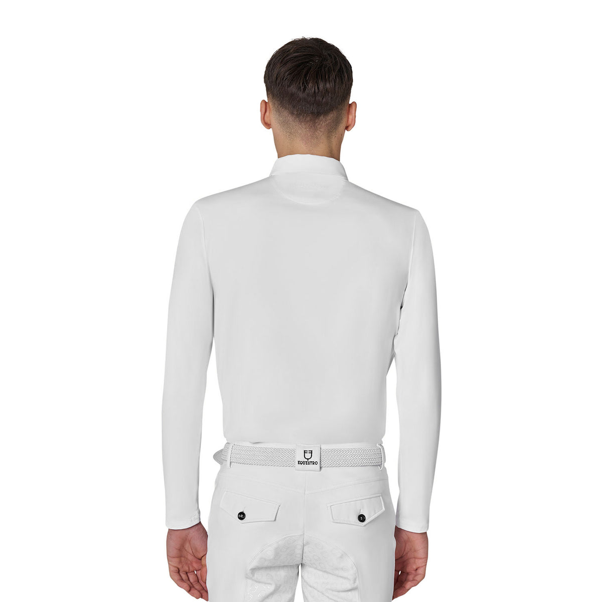 Men's long-sleeved competition polo shirt with mesh inserts