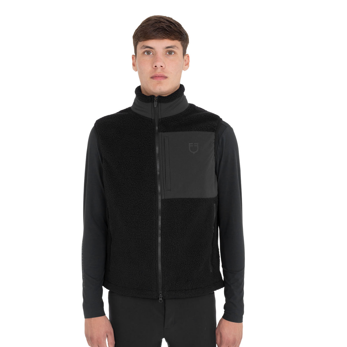 Men’s teddy fleece vest with front pocket