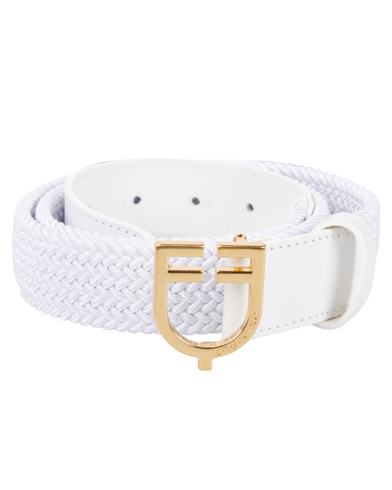 Leather elastic belt with logoed buckle