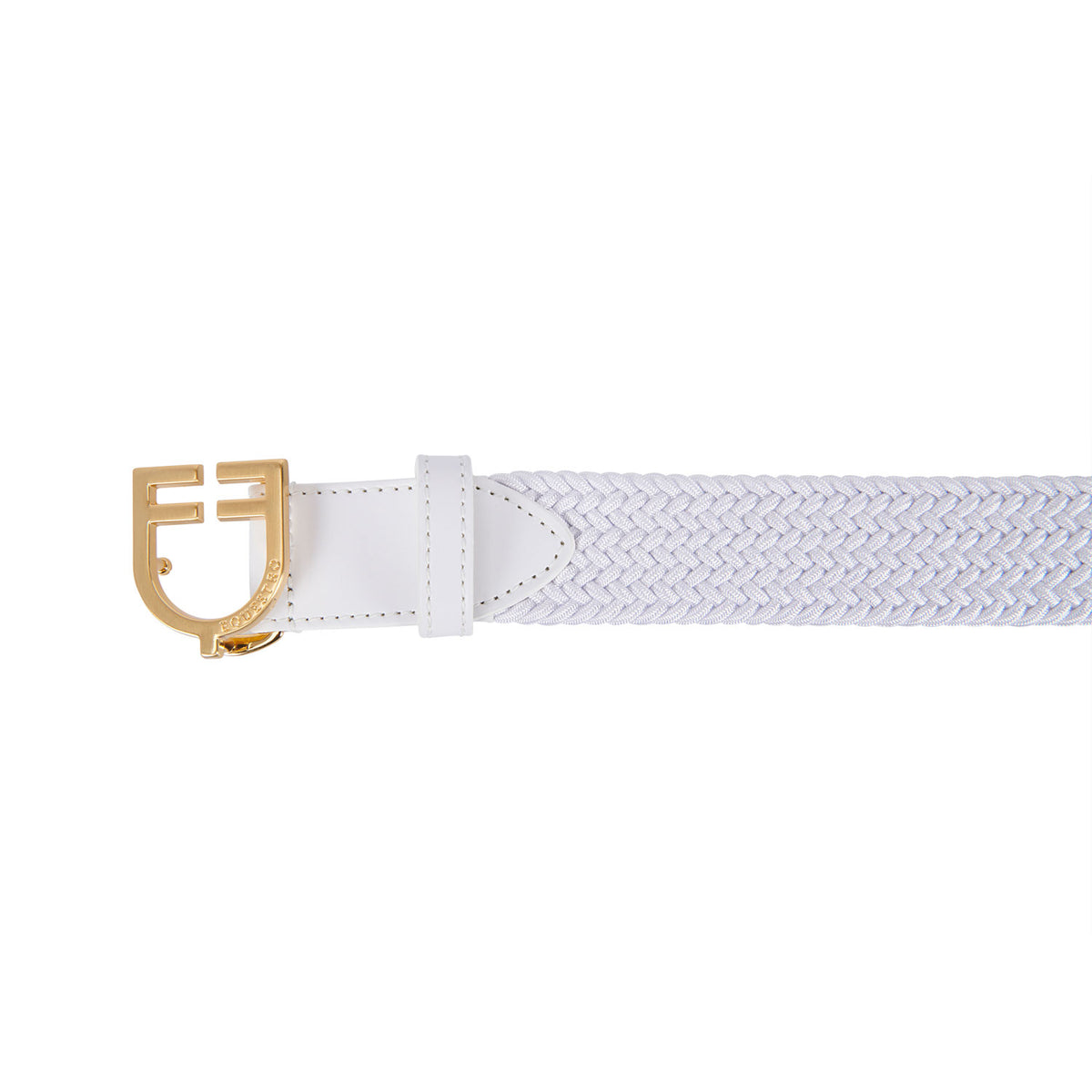 Leather elastic belt with logoed buckle