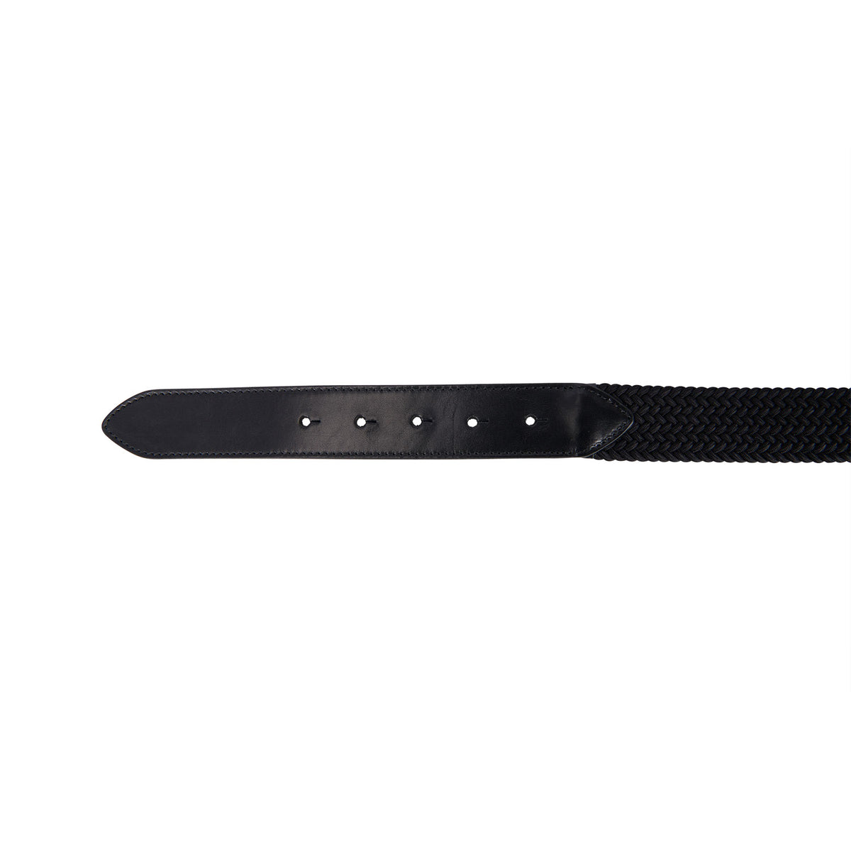 Leather elastic belt with logoed buckle