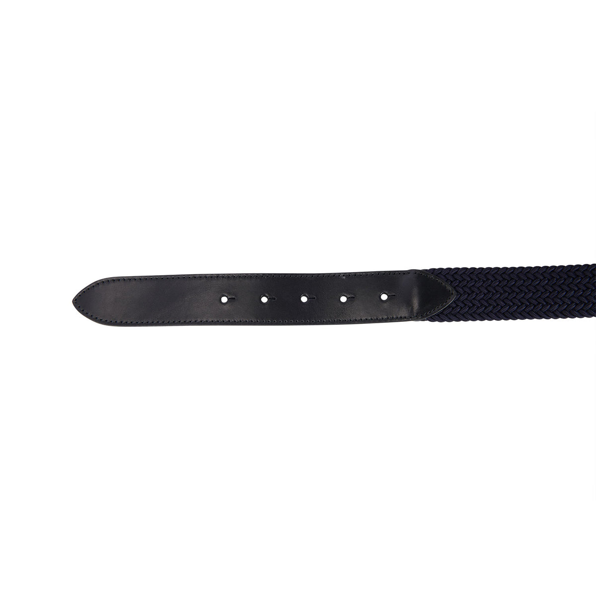Leather elastic belt with logoed buckle