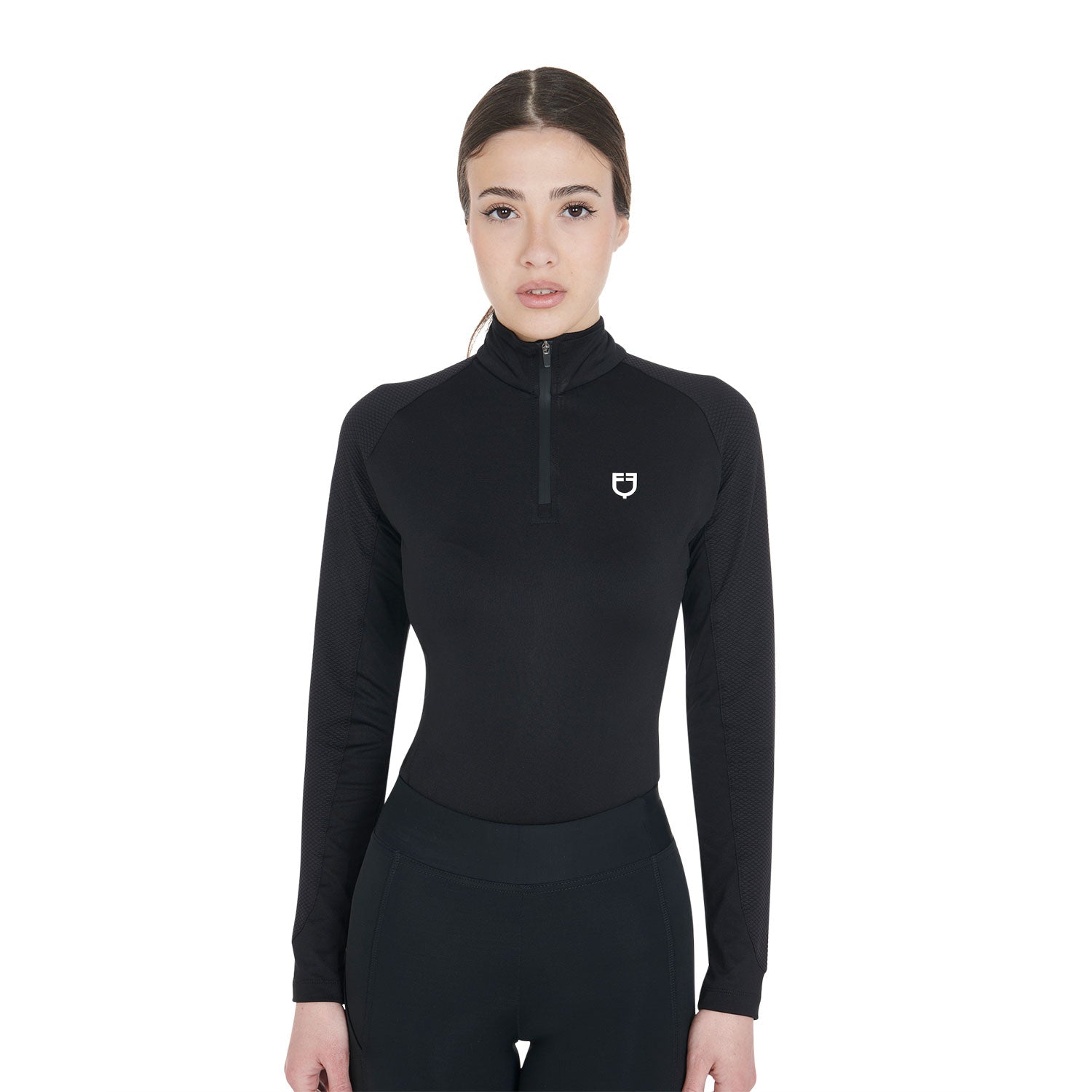 equestro women's slim fit long sleeve base layer