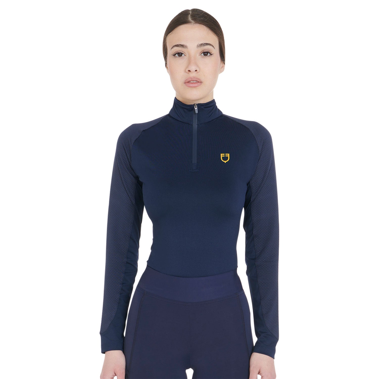 equestro women's slim fit long sleeve base layer