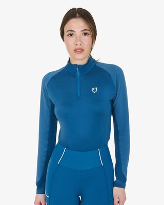 equestro women's slim fit long sleeve base layer
