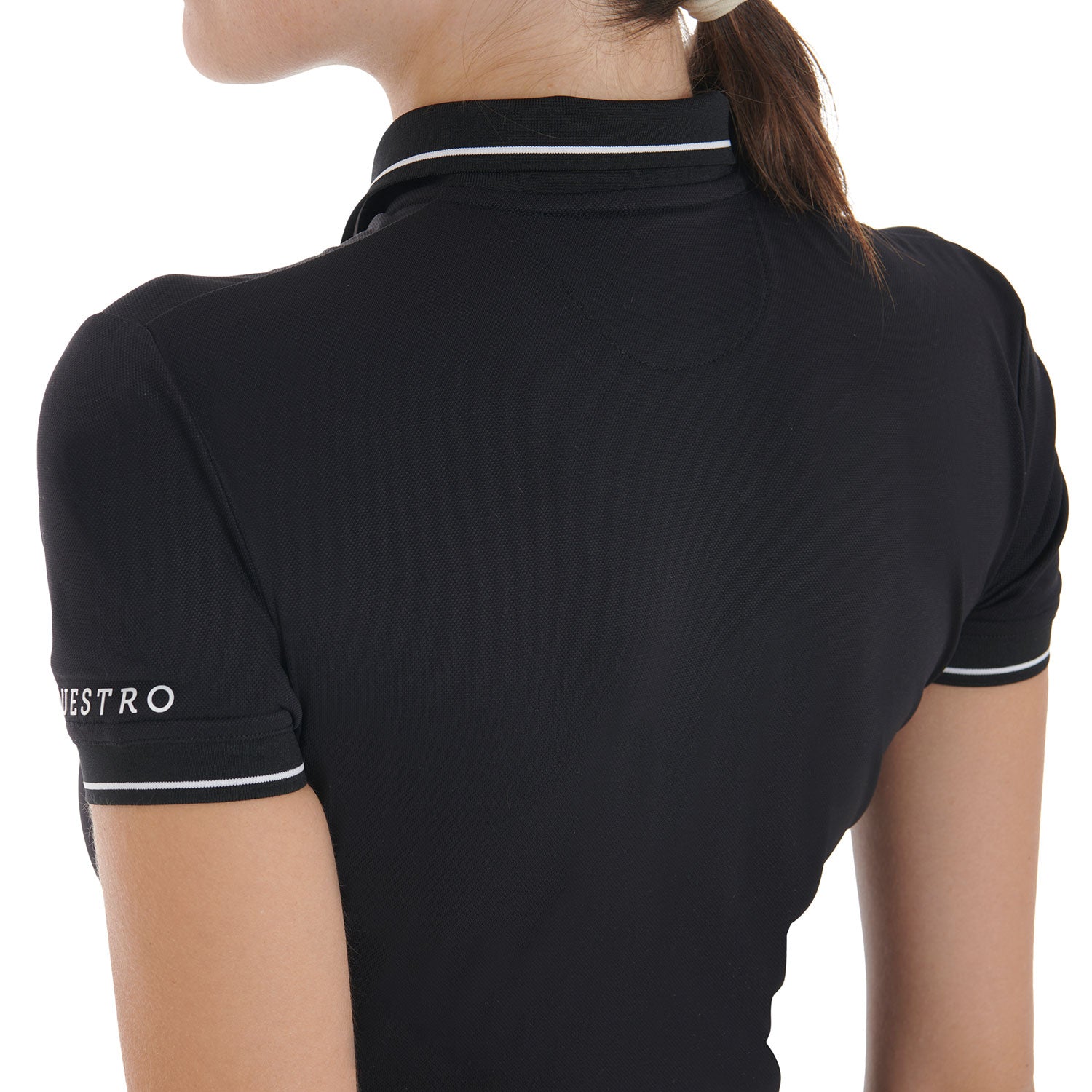 Women's slim fit polo shirt in breathable fabric BLACK / XL