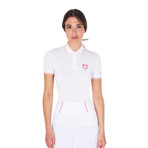 Women's slim fit polo shirt in breathable fabric WHITE / XL