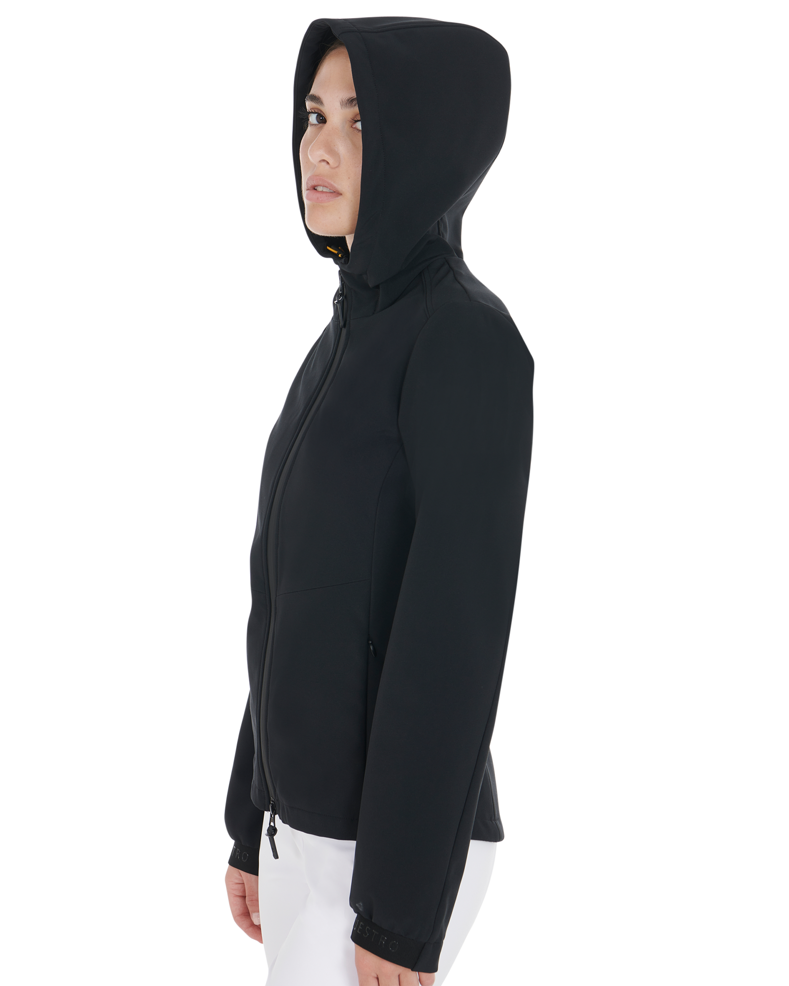 Women's slim fit softshell jacket with concealed pockets BLACK / XS