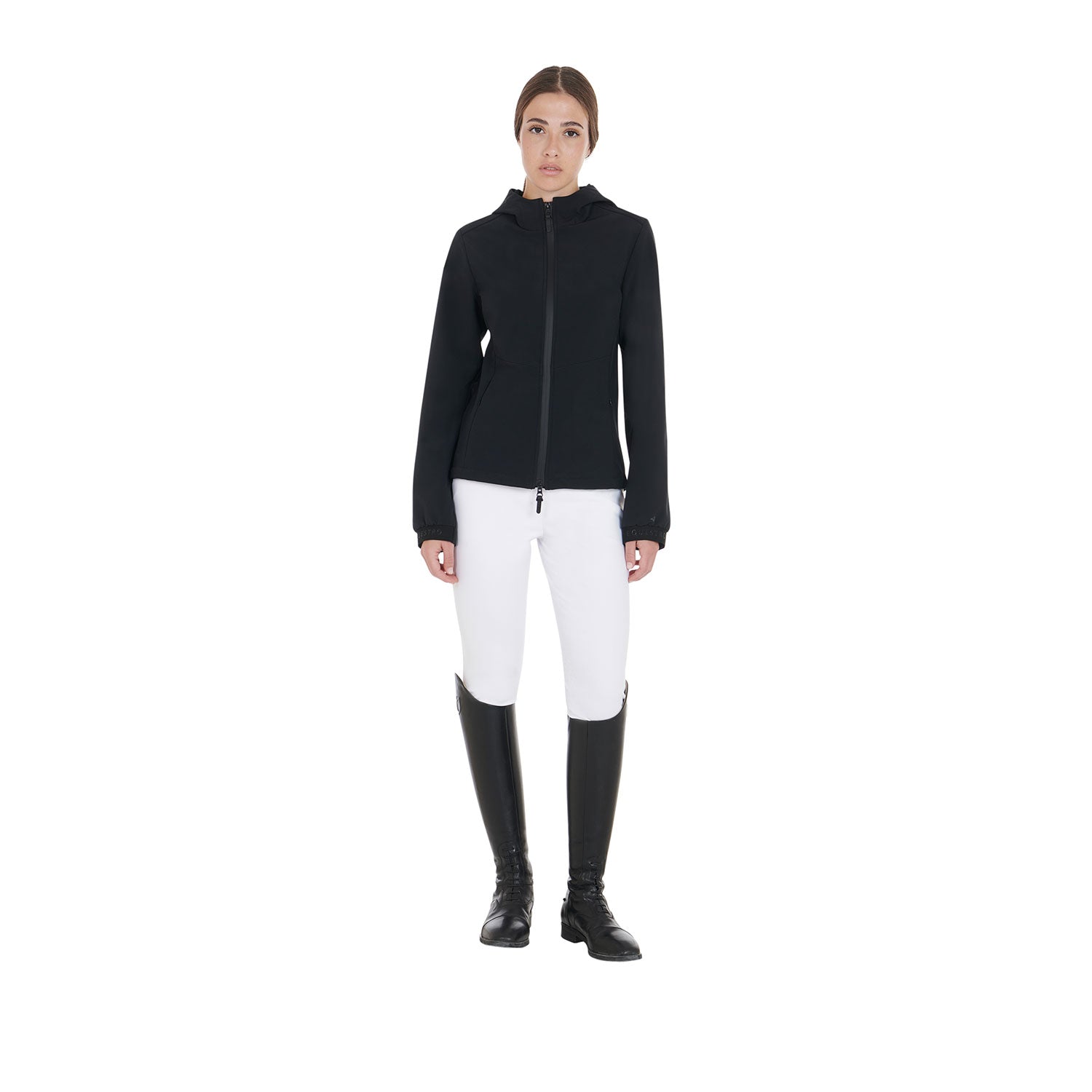 Women's slim fit softshell jacket with concealed pockets BLACK / XS