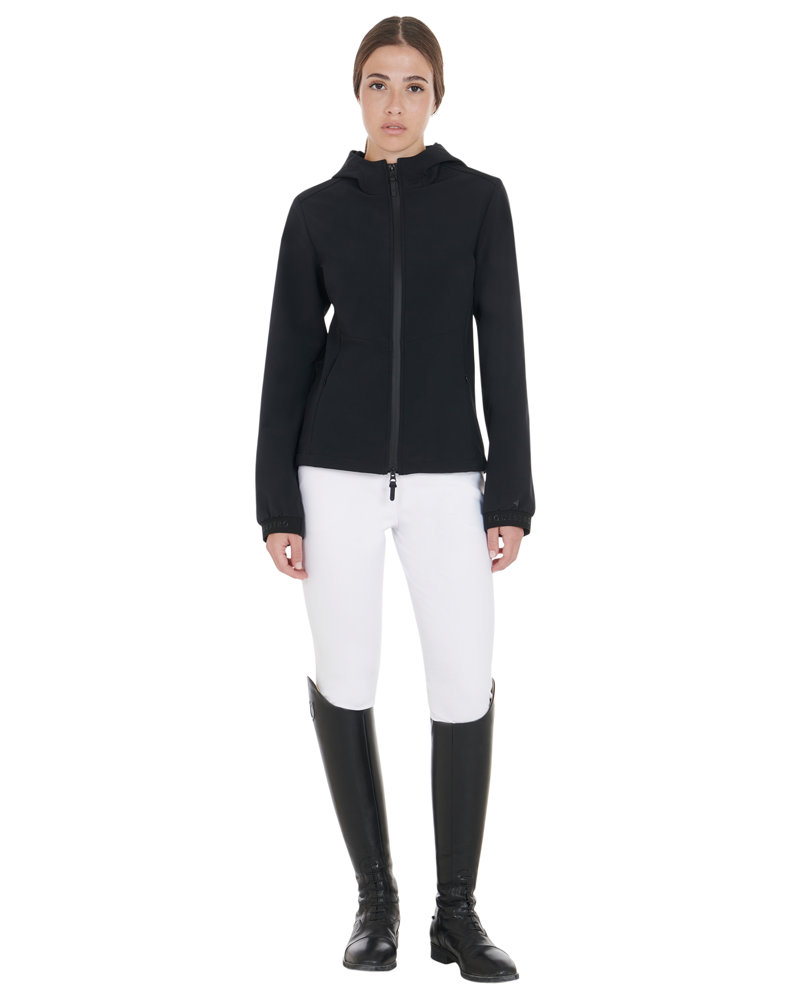Women's slim fit softshell jacket with concealed pockets BLACK / XS