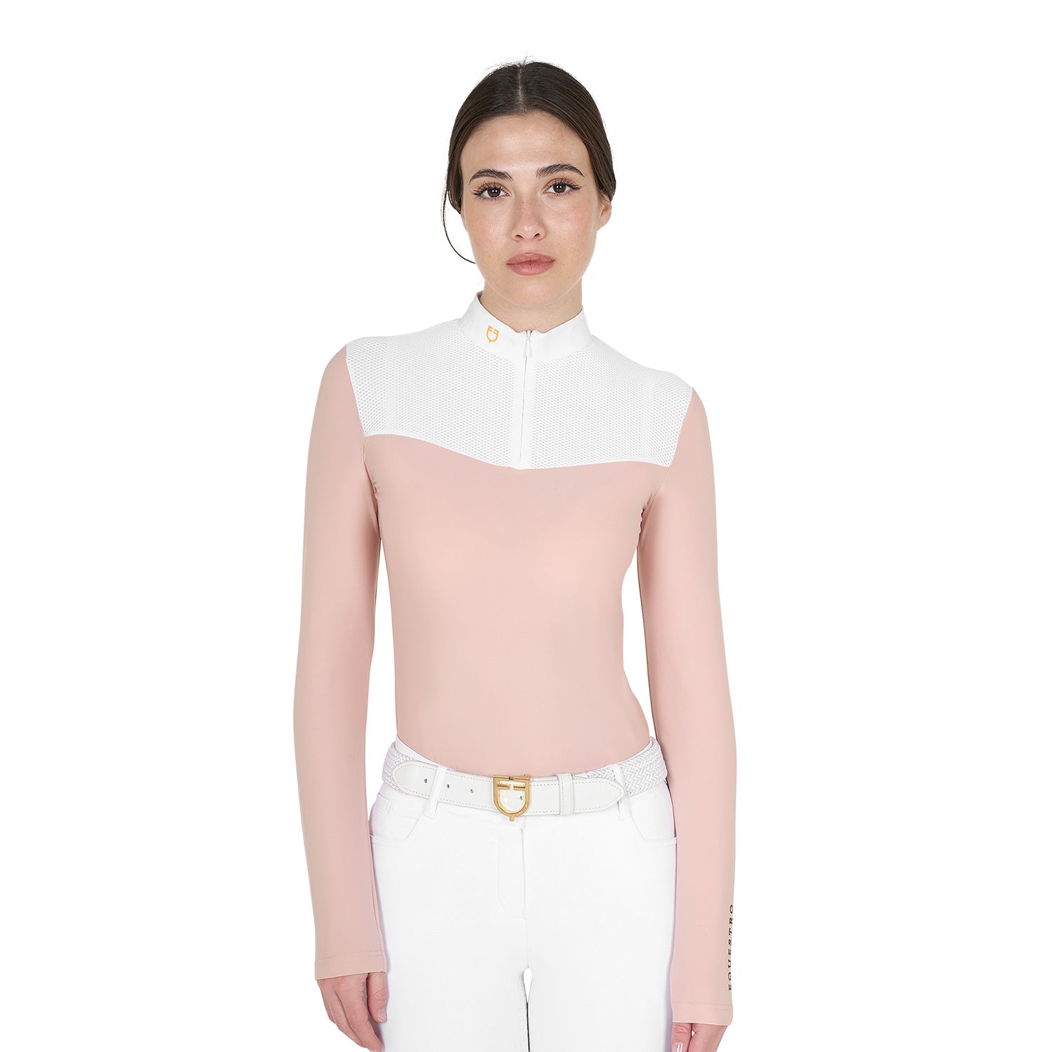 women's competition polo shirt in technical and mesh fabric