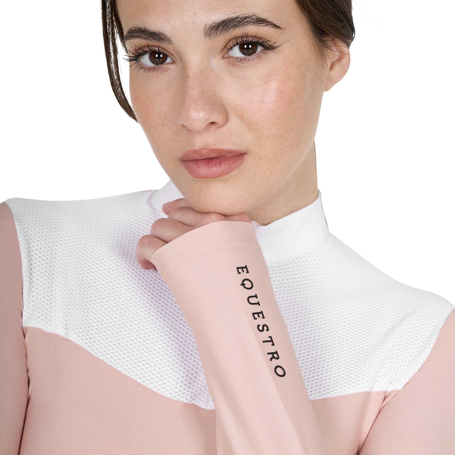 women's competition polo shirt in technical and mesh fabric