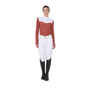 Women's competition polo shirt in technical and mesh fabric REDWOOD (18-1443) / XL