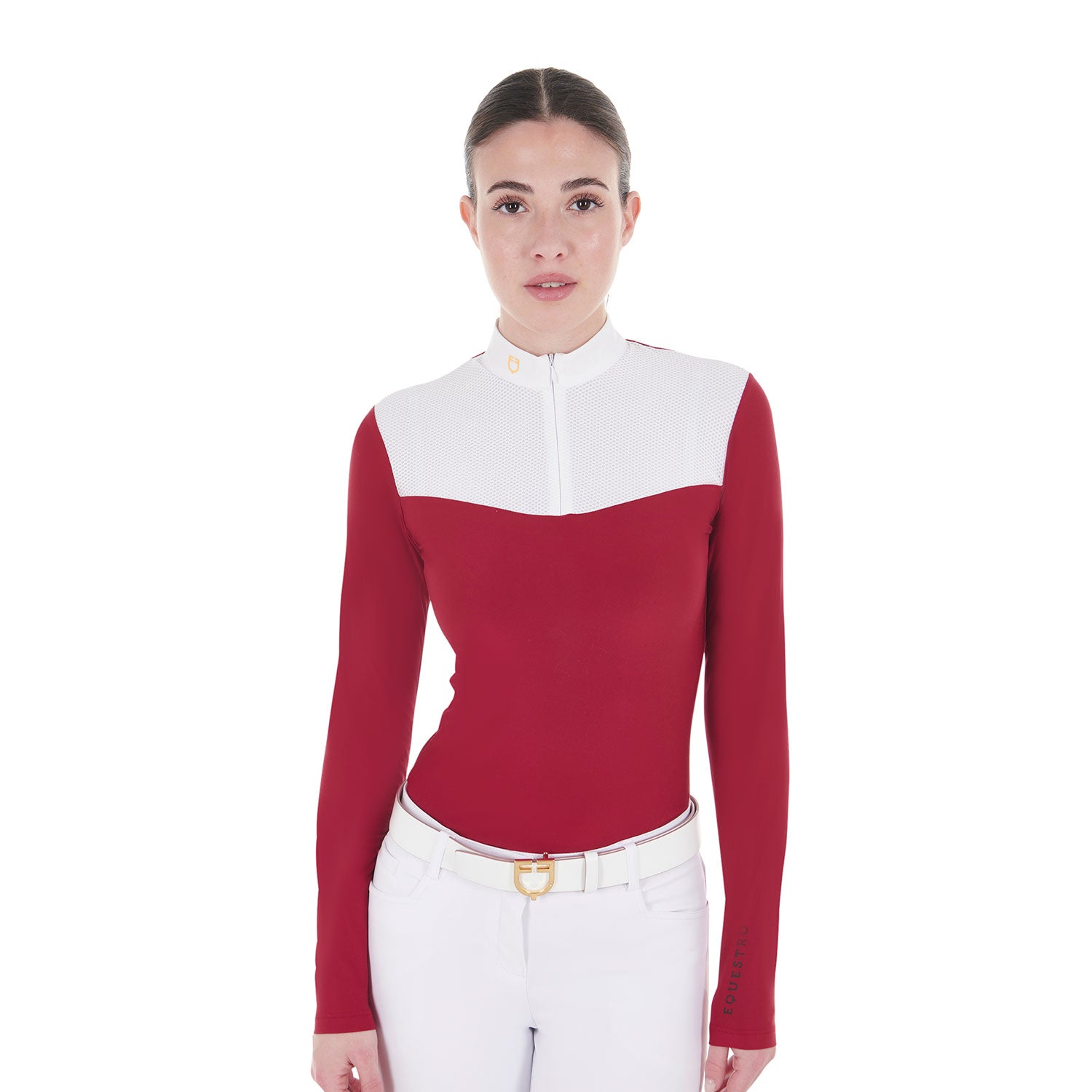 women's competition polo shirt in technical and mesh fabric
