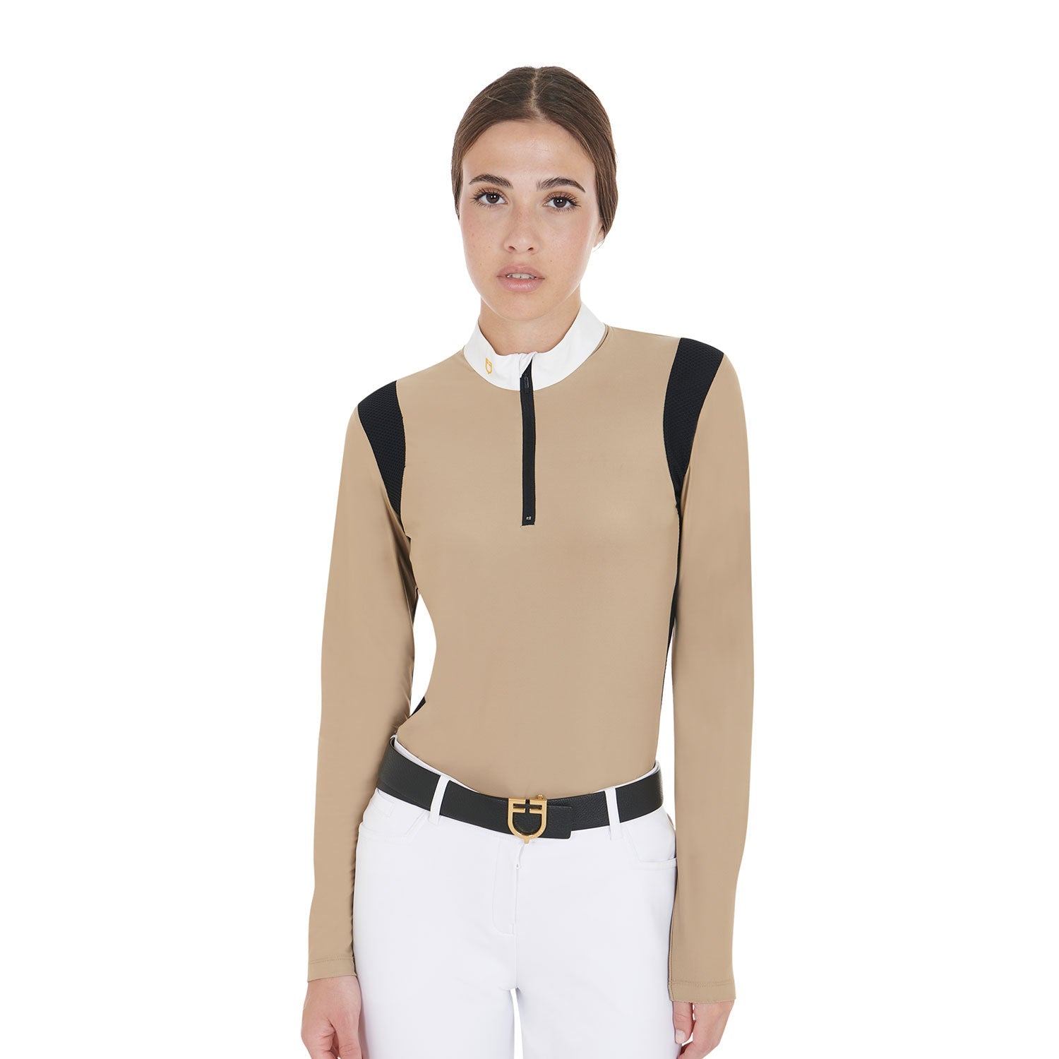 Women's slim fit polo shirt in technical fabric