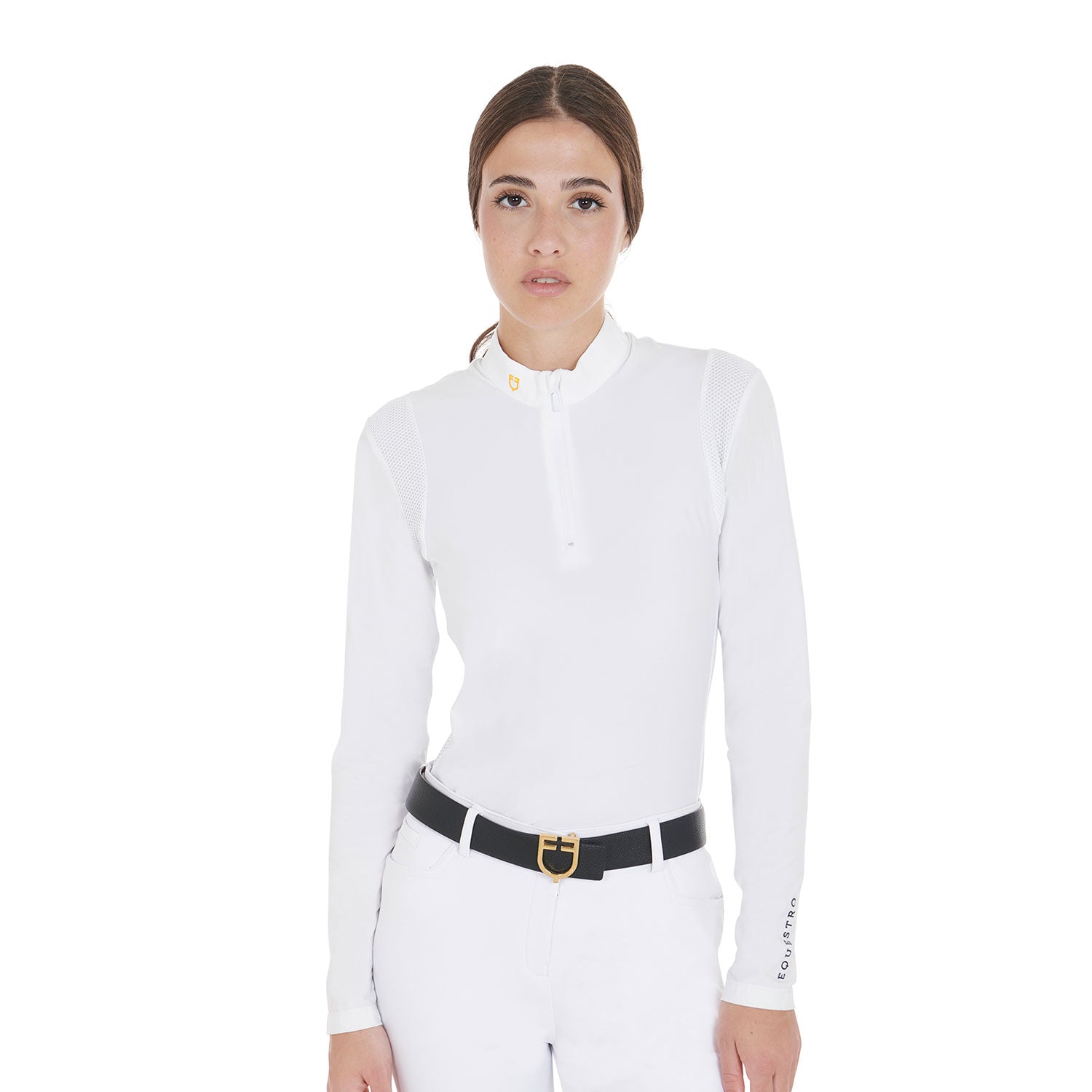 Women's slim fit polo shirt in technical fabric WHITE / XL