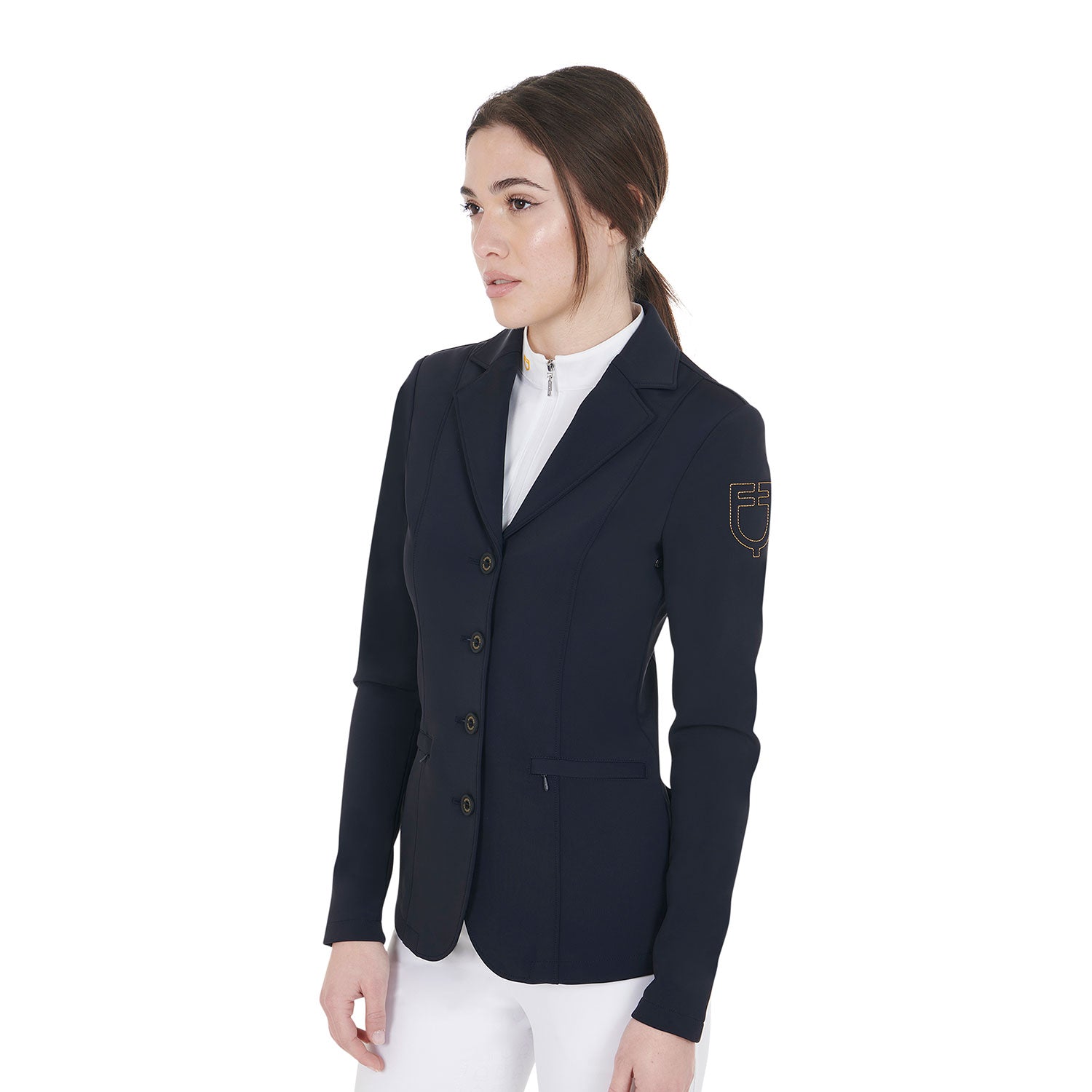 Women's competition jacket with contrasting embroidered logo
