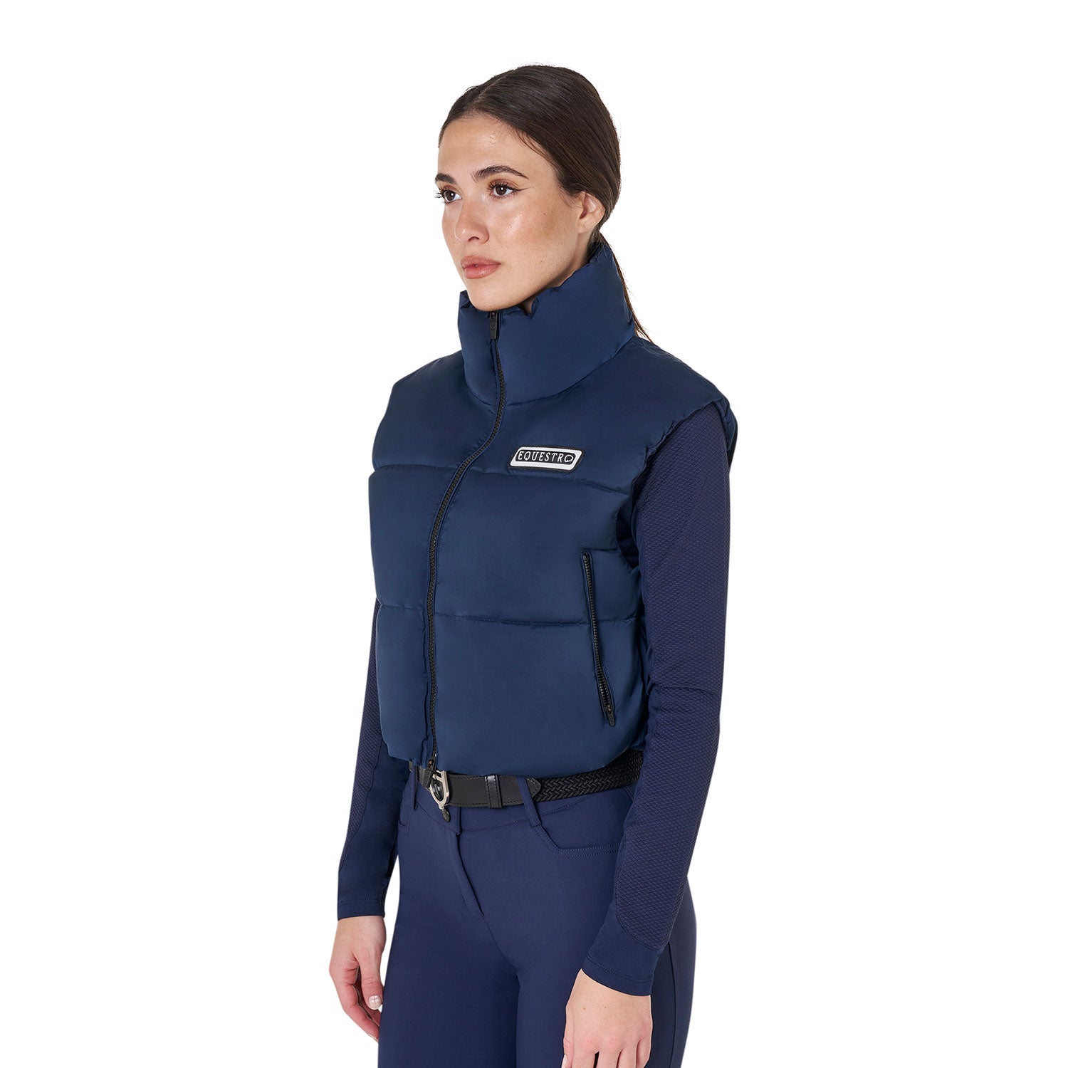 Women's zippered cropped vest NAVY BLAZER (19-3923) / XL