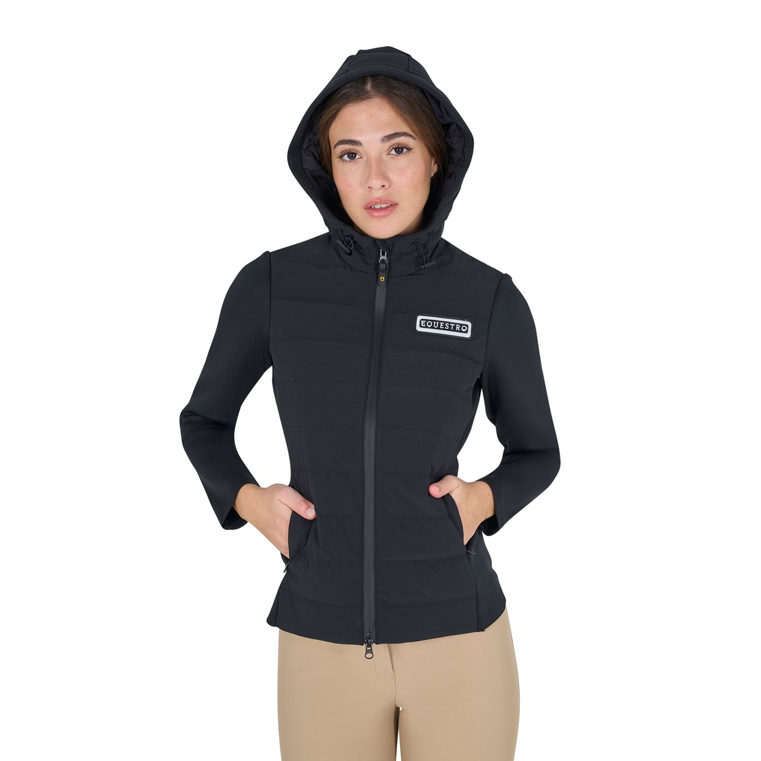 WOMEN'S JERSEY+SCUBA TECHNICAL DOWN JACKET BLACK / XS